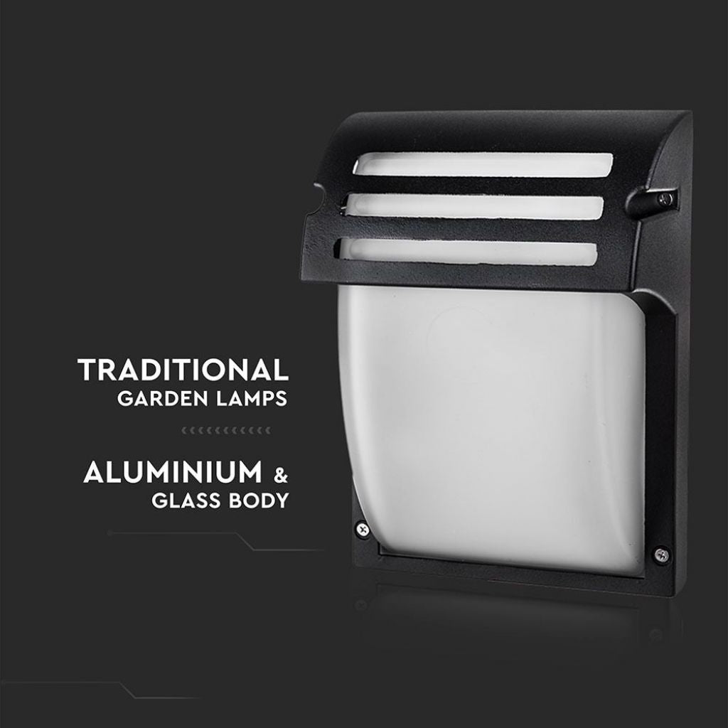 V-TAC Lampada LED da Muro 1XE27 Colore Nero Vetro Satinato IP44 V-TAC Lampada LED da Muro 1XE27 Colore Nero Vetro Satinato IP44